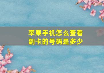 苹果手机怎么查看副卡的号码是多少