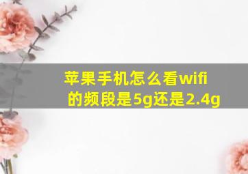 苹果手机怎么看wifi的频段是5g还是2.4g