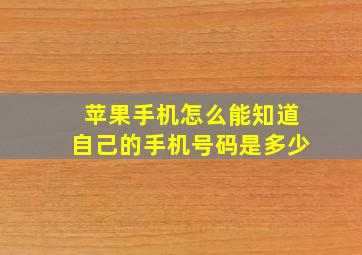 苹果手机怎么能知道自己的手机号码是多少