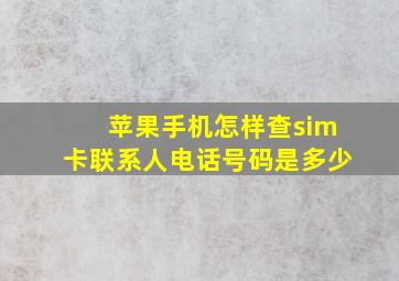 苹果手机怎样查sim卡联系人电话号码是多少