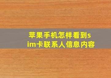 苹果手机怎样看到sim卡联系人信息内容