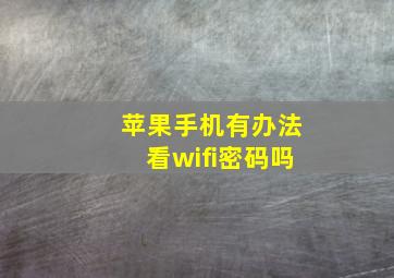 苹果手机有办法看wifi密码吗