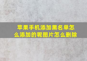 苹果手机添加黑名单怎么添加的呢图片怎么删除