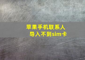 苹果手机联系人导入不到sim卡