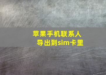 苹果手机联系人导出到sim卡里