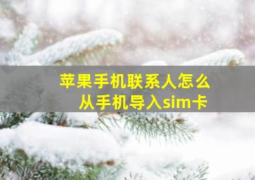 苹果手机联系人怎么从手机导入sim卡