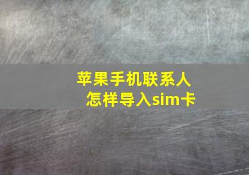 苹果手机联系人怎样导入sim卡