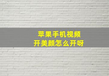 苹果手机视频开美颜怎么开呀