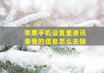 苹果手机设置里通讯录我的信息怎么去除