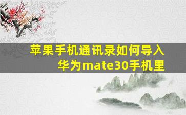 苹果手机通讯录如何导入华为mate30手机里