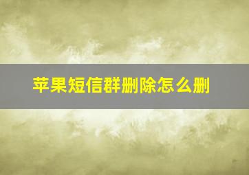 苹果短信群删除怎么删