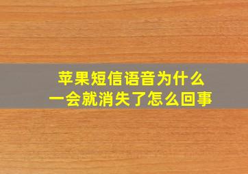 苹果短信语音为什么一会就消失了怎么回事