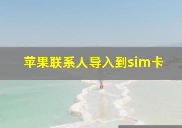 苹果联系人导入到sim卡