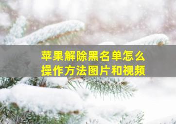 苹果解除黑名单怎么操作方法图片和视频