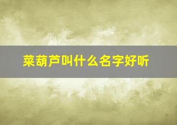 菜葫芦叫什么名字好听