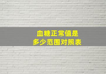 血糖正常值是多少范围对照表