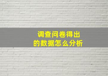 调查问卷得出的数据怎么分析