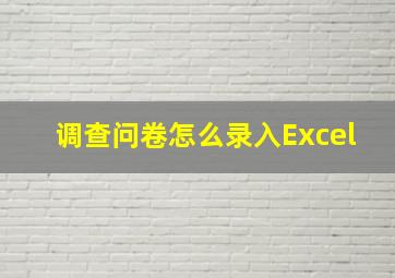 调查问卷怎么录入Excel