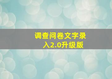 调查问卷文字录入2.0升级版