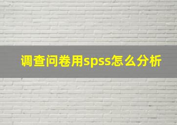 调查问卷用spss怎么分析