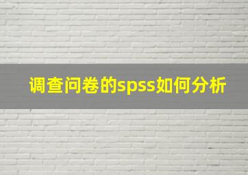 调查问卷的spss如何分析