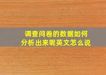 调查问卷的数据如何分析出来呢英文怎么说