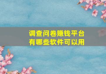 调查问卷赚钱平台有哪些软件可以用