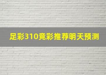 足彩310竞彩推荐明天预测