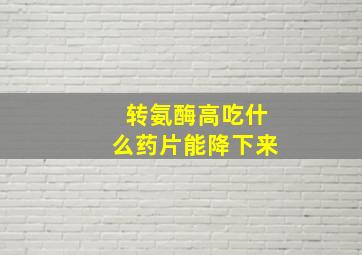 转氨酶高吃什么药片能降下来