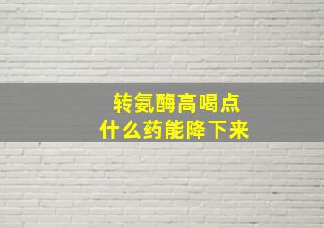 转氨酶高喝点什么药能降下来