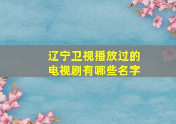 辽宁卫视播放过的电视剧有哪些名字