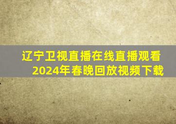 辽宁卫视直播在线直播观看2024年春晚回放视频下载