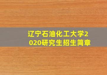 辽宁石油化工大学2020研究生招生简章