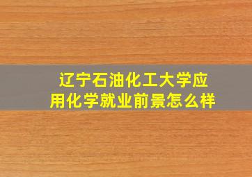 辽宁石油化工大学应用化学就业前景怎么样