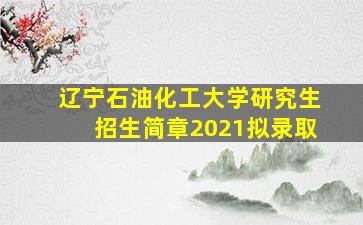 辽宁石油化工大学研究生招生简章2021拟录取