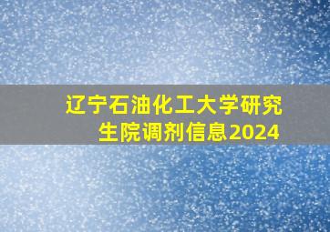 辽宁石油化工大学研究生院调剂信息2024