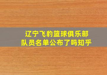 辽宁飞豹篮球俱乐部队员名单公布了吗知乎