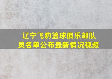 辽宁飞豹篮球俱乐部队员名单公布最新情况视频