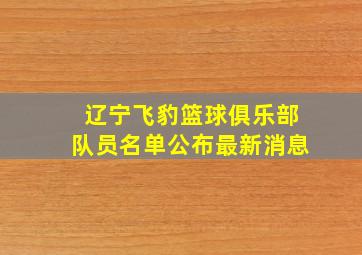 辽宁飞豹篮球俱乐部队员名单公布最新消息