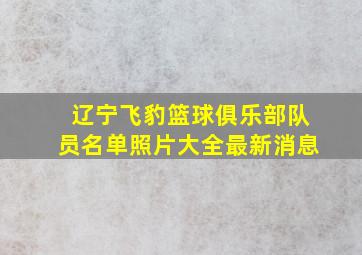 辽宁飞豹篮球俱乐部队员名单照片大全最新消息