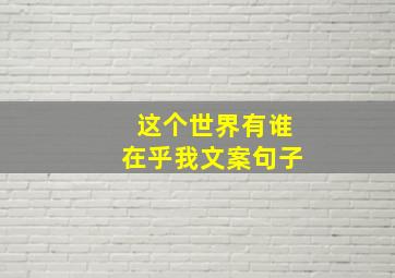 这个世界有谁在乎我文案句子