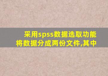 采用spss数据选取功能将数据分成两份文件,其中