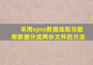 采用spss数据选取功能将数据分成两份文件的方法