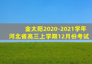 金太阳2020-2021学年河北省高三上学期12月份考试