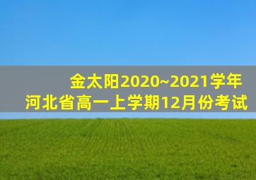 金太阳2020~2021学年河北省高一上学期12月份考试