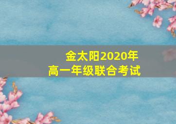 金太阳2020年高一年级联合考试