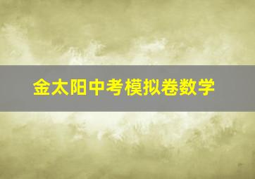 金太阳中考模拟卷数学