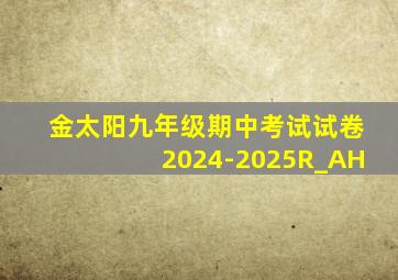 金太阳九年级期中考试试卷2024-2025R_AH