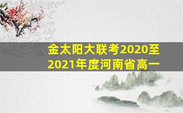 金太阳大联考2020至2021年度河南省高一