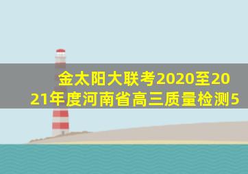 金太阳大联考2020至2021年度河南省高三质量检测5